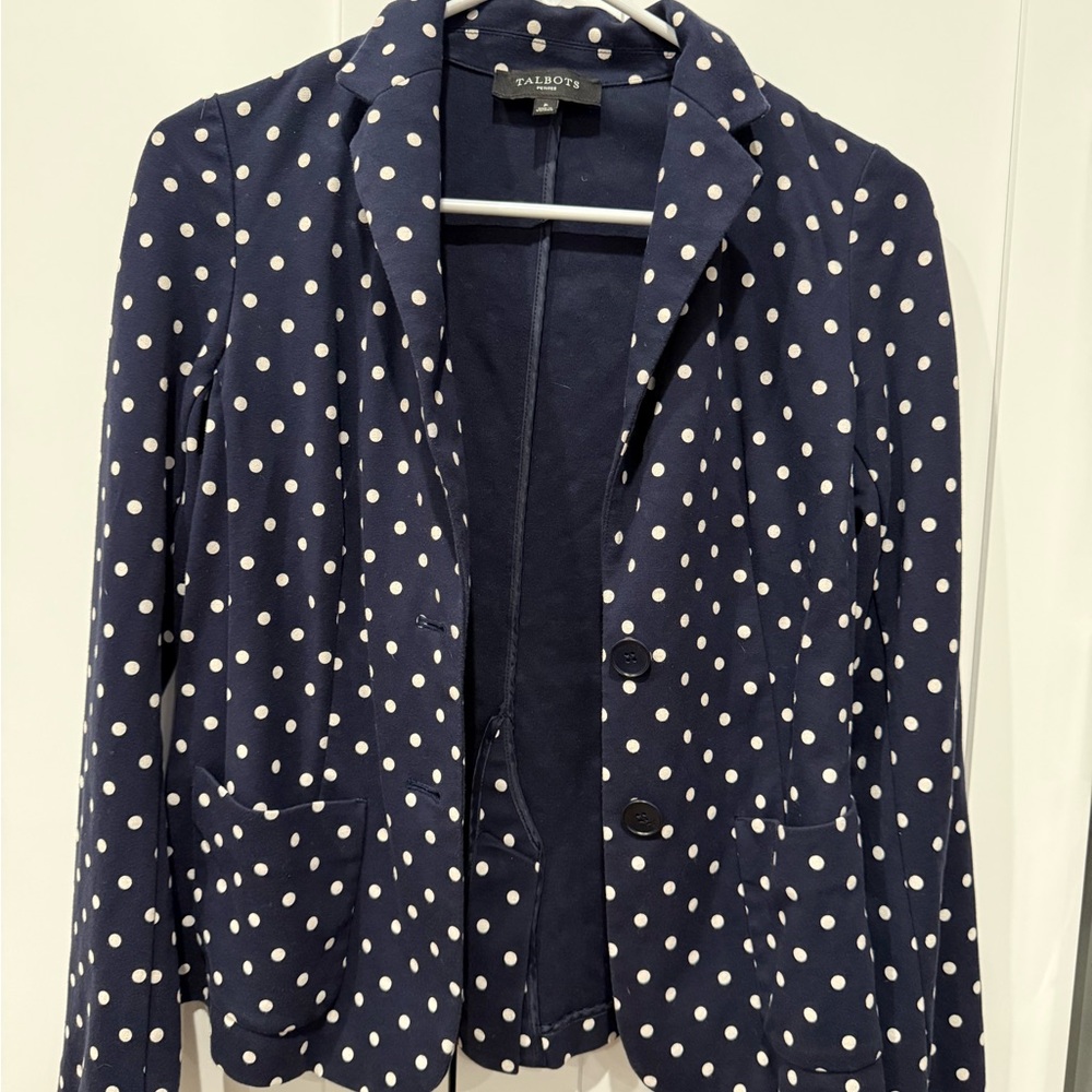 Talbots Blue and White Polka Dot Blazer